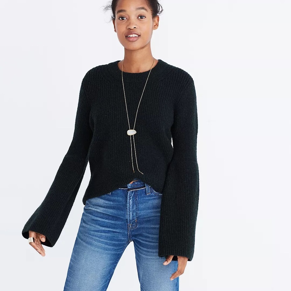Madewell Dark Green Bell Sleeve Sweater